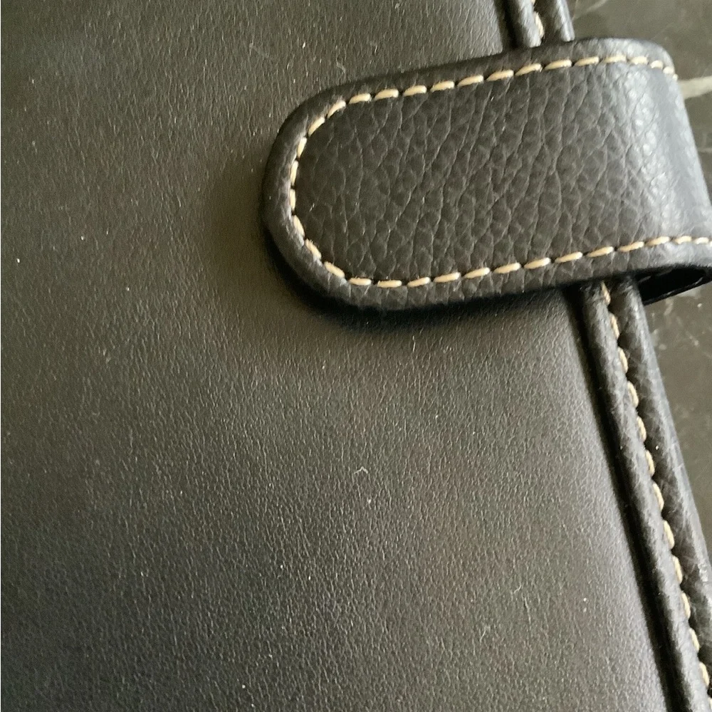 Franklin covey black leather bound planner organizer journal 7x9.5